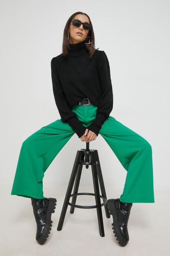 Kalhoty JDY dámské, zelená barva, široké, high waist