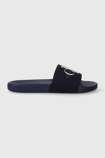 Pantofle Calvin Klein Jeans SLIDE MONOGRAM CO pánské, tmavomodrá barva, YM0YM00061