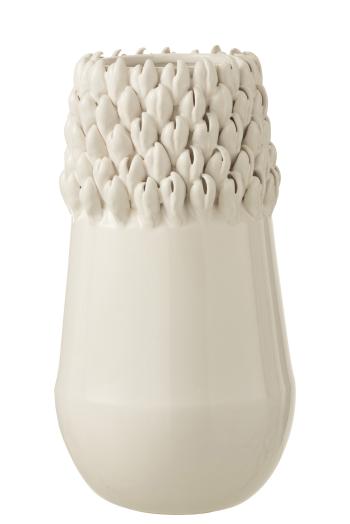 Krémová keramická váza Ibiza white - Ø 18*33cm 13004