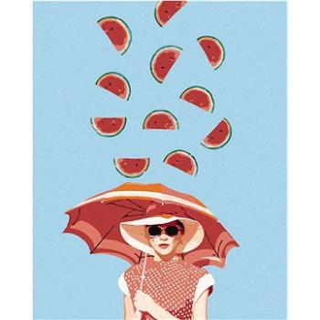 Malování podle čísel - Žena s deštníkem a padající melouny (HRAbz33525nad)