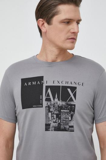 Bavlněné tričko Armani Exchange šedá barva