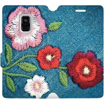 Flipové pouzdro na mobil Samsung Galaxy A8 2018 - MD05P Džínové květy (5903226185351)