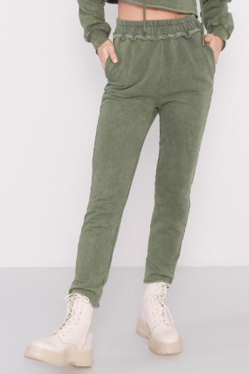 KHAKI DÁMSKÉ TEPLÁKY S VOLÁNEM 15891-KHAKI Velikost: XS