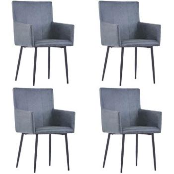 Jídelní židle s područkami 4 ks šedé umělá broušená kůže  (3051097)