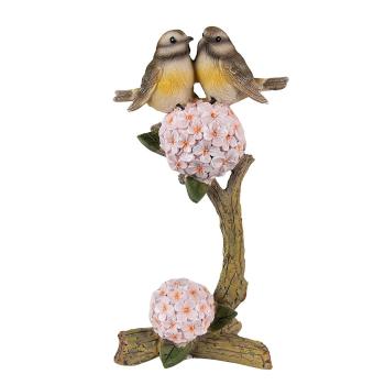 Velikonoční dekorace sýkorky na větvičce s květy - 10*6*19 cm 6PR3822