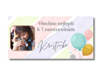 Narozeninový banner s fotkou - Pastel birthday Rozměr banner: 130 x 65 cm