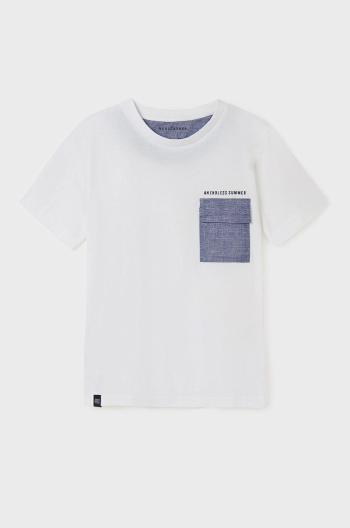 Dětské bavlněné tričko Mayoral bílá barva, s potiskem