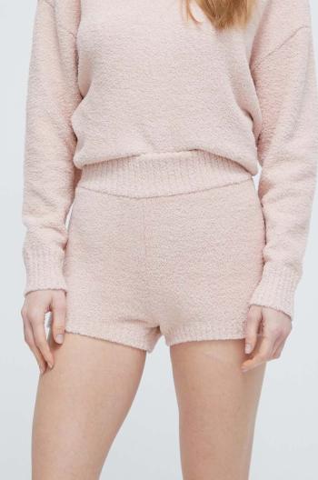 Kraťasy UGG dámské, růžová barva, hladké, high waist, 1136874