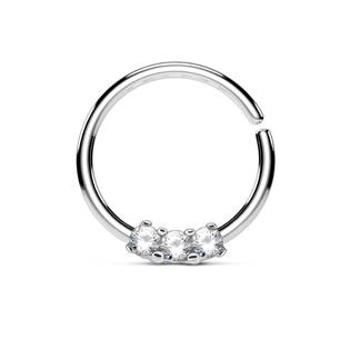 Šperky4U Piercing do nosu/ucha kruh s čirými zirkony - N01169-C