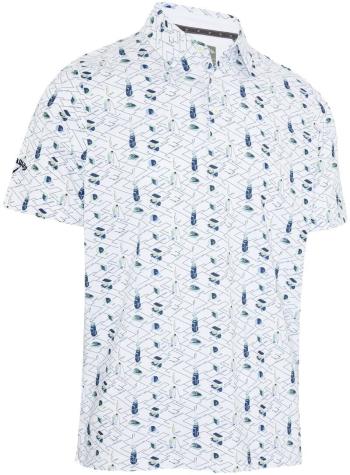 Callaway All Over Golf Mens Essentials Print Bright White XL Polo košile