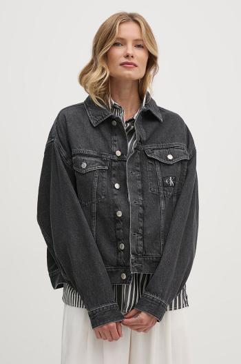 Džínová bunda Calvin Klein Jeans dámská, šedá barva, přechodná, oversize, J20J223711