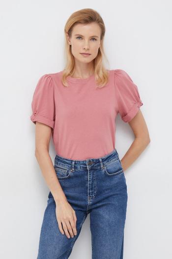 Bavlněné tričko GAP růžová barva