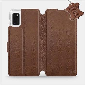 Flip pouzdro na mobil Samsung Galaxy A41 - Hnědé - kožené -  Brown Leather (5903516174065)