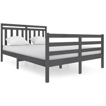 Rám postele šedý masivní dřevo 140 × 200 cm, 3100656 (3100656)