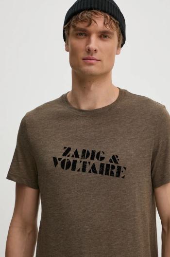 Tričko ZADIG&VOLTAIRE hnědá barva, s potiskem, JMTS00662