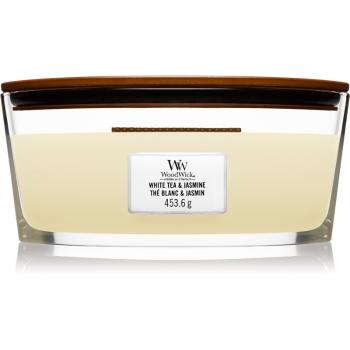Woodwick White Tea & Jasmine vonná svíčka s dřevěným knotem (hearthwick) 453.6 g