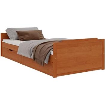 Rám postele se zásuvkami medově hnědý masivní borovice 90×200cm, 322161 (322161)