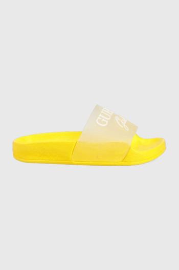 Dětské pantofle Guess žlutá barva