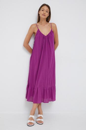 Bavlněné šaty GAP fialová barva, maxi, oversize