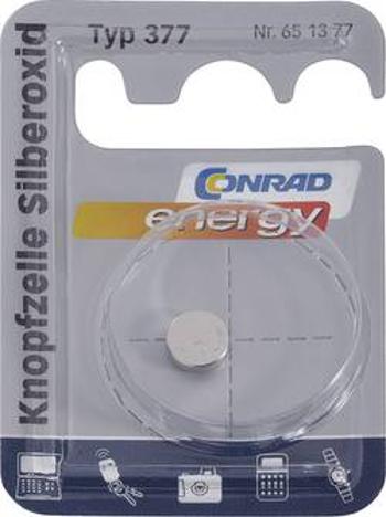 Knoflíková baterie na bázi oxidu stříbra Conrad energy SR66, velikost 377, 28 mAh, 1,55 V