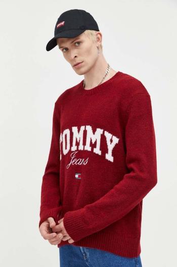 Svetr Tommy Jeans pánský, vínová barva