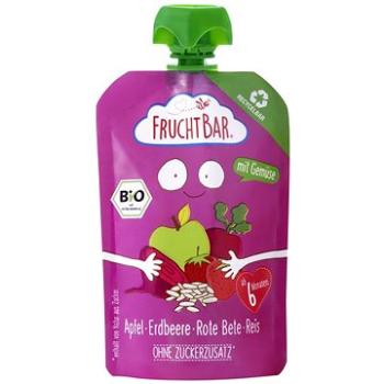 FruchtBar BIO 100% recykovatelná ovocná kapsička s jablkem, jahodou, červenou řepou a rýži 100 g (4260133235281)