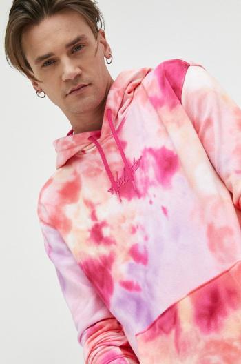 Mikina Hollister Co. pánská, růžová barva, s kapucí, vzorovaná