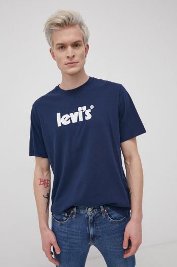 Bavlněné tričko Levi's tmavomodrá barva, s potiskem