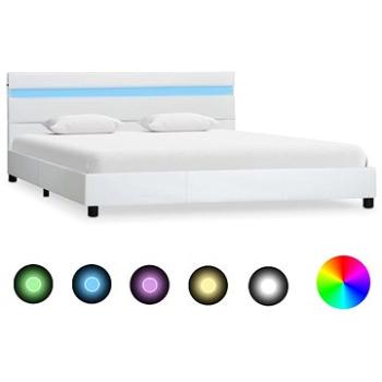 Rám postele s LED světlem bílý umělá kůže 160x200 cm (284790)