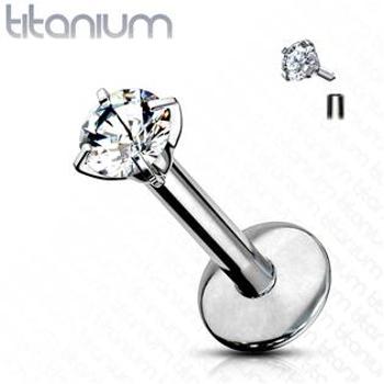 Šperky4U Piercing do brady - labreta titan, 1,2 x 8 mm, kámen 2 mm - TIT1037-12082