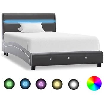 Rám postele s LED šedý umělá kůže 90x200 cm (280337)