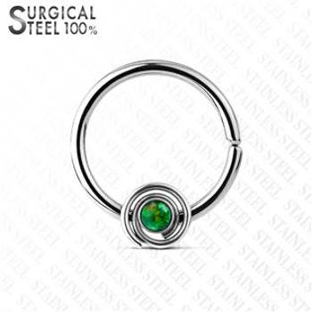 Šperky4U Piercing do nosu/ucha kruh, opál zelený - N0035-G