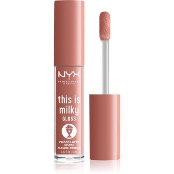 NYX Professional Makeup This is Milky Gloss Milkshakes hydratační lesk na rty s parfemací odstín 19 Choco Latte Shake 4 ml