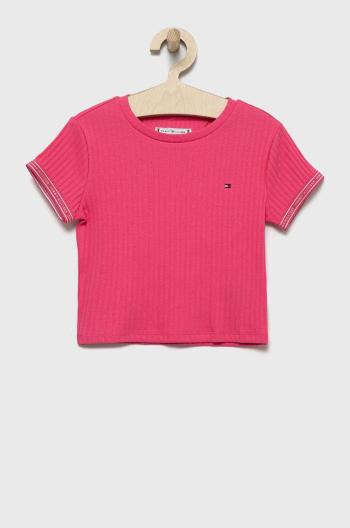 Dětské tričko Tommy Hilfiger fialová barva