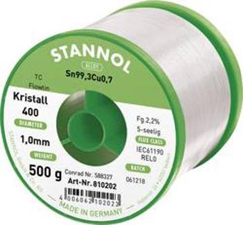 Cínová pájka PBF, Sn99Cu1, Ø 1 mm, 500 g, Stannol Flowtin TC