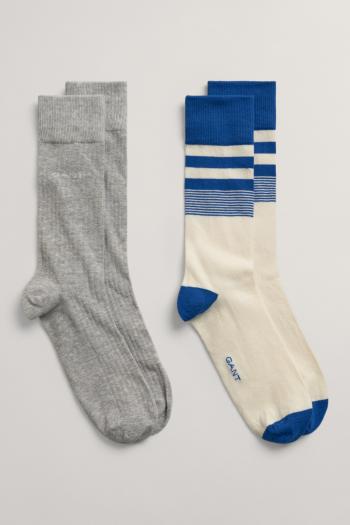 PONOŽKY GANT D2. STRIPE AND RIB SOCKS 2-PACK modrá 40/42