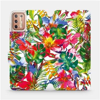 Flipové pouzdro na mobil Motorola Moto G9 Plus - MG07S Pestrobarevné květy a listy (5903516401321)