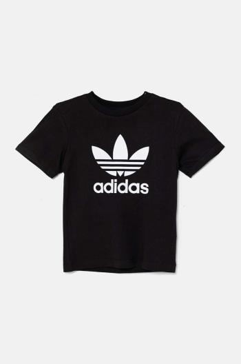 Dětské tričko adidas Originals TREFOIL TEE černá barva, s potiskem, IY7421