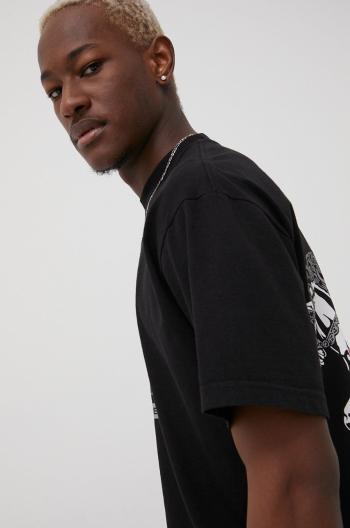 Bavlněné tričko Primitive černá barva, s potiskem