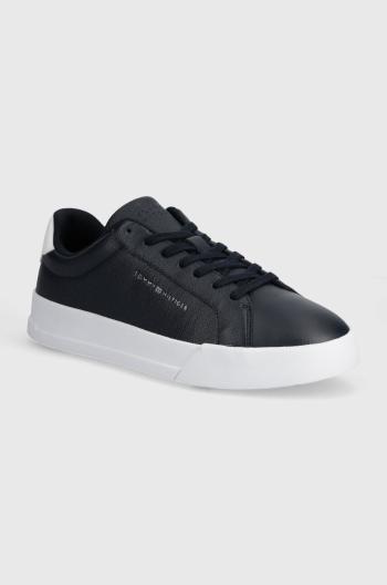 Kožené sneakers boty Tommy Hilfiger TH COURT BETTER LTH TUMBLED tmavomodrá barva, FM0FM04972