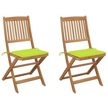 Skládací zahradní židle s poduškami 2 ks masivní akáciové dřevo, 3064655 (3064655)