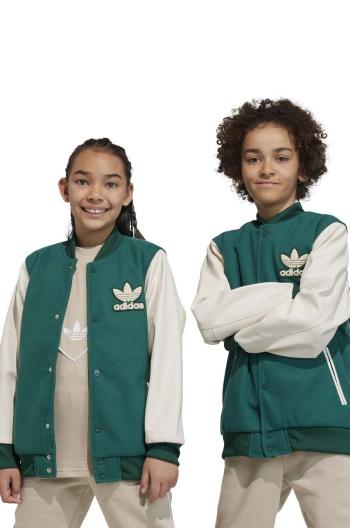 Dětská bomber bunda adidas Originals zelená barva