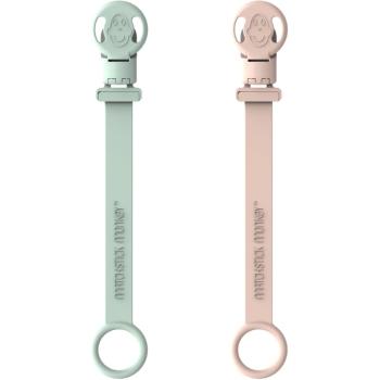 Matchstick Monkey Soother Clips klip na dudlík Mint Green & Dusty Pink 2 ks