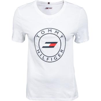 Tommy Hilfiger SLIM ROUND GRAPHIC C-NK TEE SS Dámské tričko, bílá, velikost S