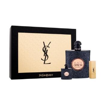Yves Saint Laurent Black Opium dárková kazeta parfémovaná voda 90 ml + parfémovaná voda 7,5 ml + rtěnka Rouge Pur Couture 1,3 g 70 pro ženy