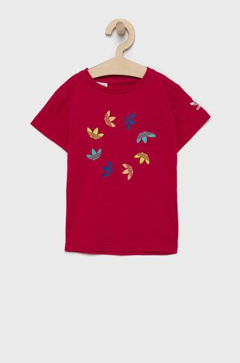 Dětské tričko adidas Originals HE6837 růžová barva, s potiskem