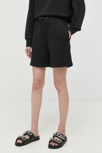 Bavlněné šortky Patrizia Pepe dámské, černá barva, hladké, high waist