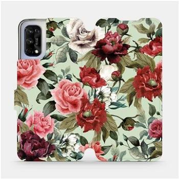 Flipové pouzdro na mobil Realme 7 5G - MD06P Růže a květy na světle zeleném pozadí (5903516611249)