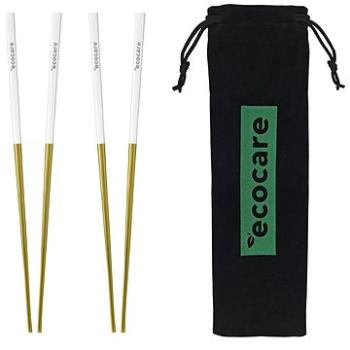 ECOCARE Kovové Sushi Hůlky s Obalem Gold-White 4 ks (0750122452019)