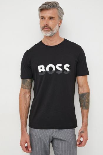 Bavlněné tričko BOSS Boss Athleisure černá barva, s potiskem